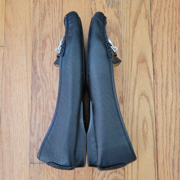 Michael Kors 8M Black Leather Loafers With Silver MK Logo Accent - Picture 10 of 11